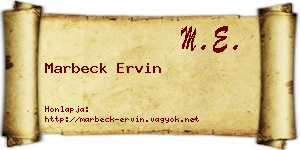 Marbeck Ervin névjegykártya
